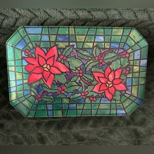 Vintage 1998 Milky Way "12 Days Of Christmas" Tin/Box Poinsettia Stained Glass